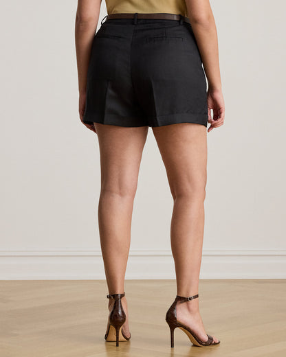 Ralph Lauren Pleated LinenBlend Twill Short