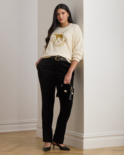 Ralph Lauren Embroidered Cotton Crewneck Sweater