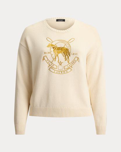 Ralph Lauren Embroidered Cotton Crewneck Sweater