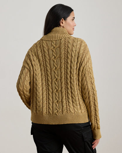 Ralph Lauren Metallic CableKnit Turtleneck Sweater