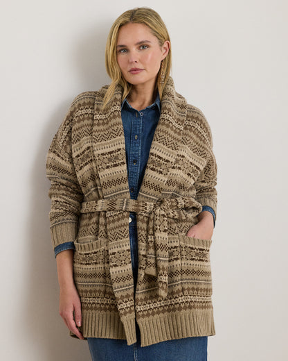 Ralph Lauren Fair Isle Belted WoolBlend Cardigan