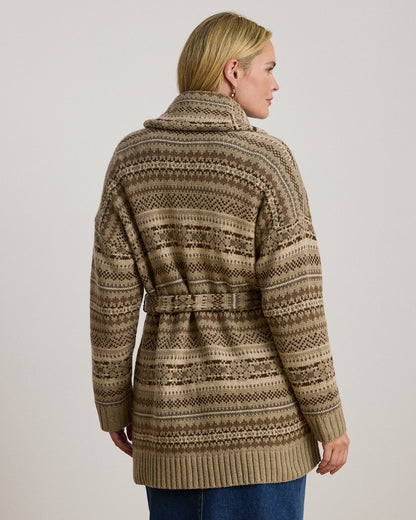 Ralph Lauren Fair Isle Belted WoolBlend Cardigan
