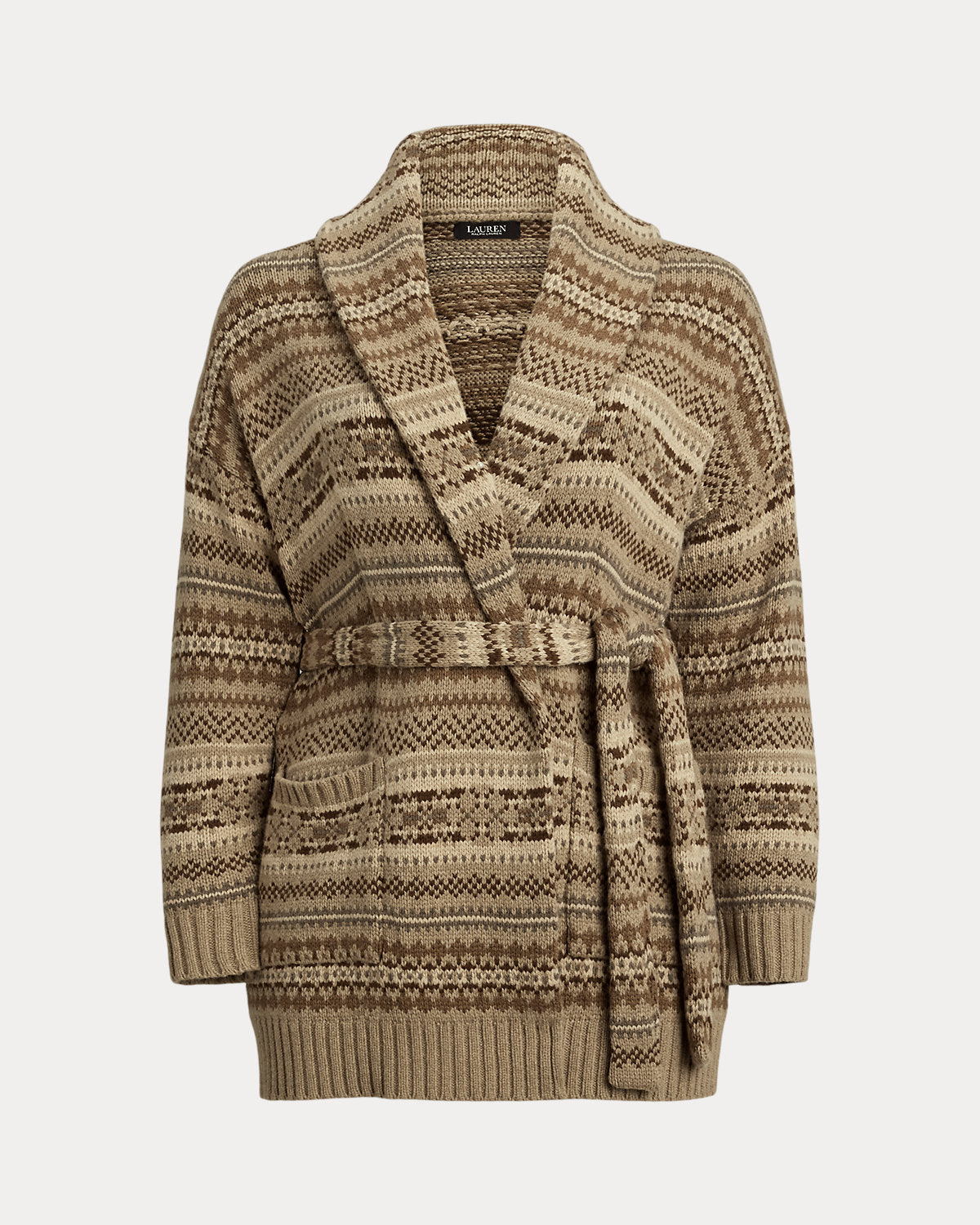 Ralph Lauren Fair Isle Belted WoolBlend Cardigan