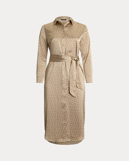 Ralph Lauren GeoPrint Satin Charmeuse Shirtdress