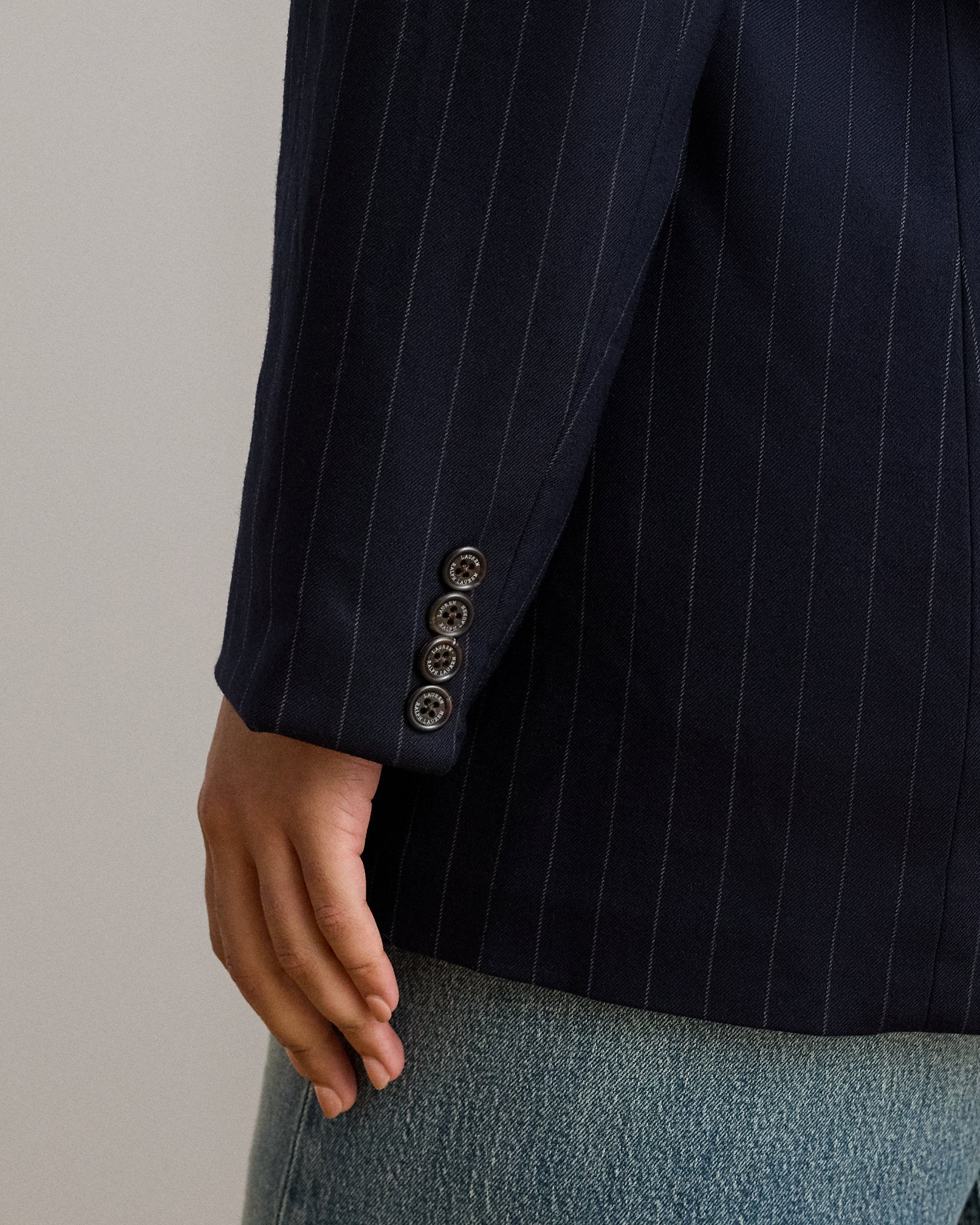 Ralph Lauren DoubleBreasted Pinstripe Twill Blazer