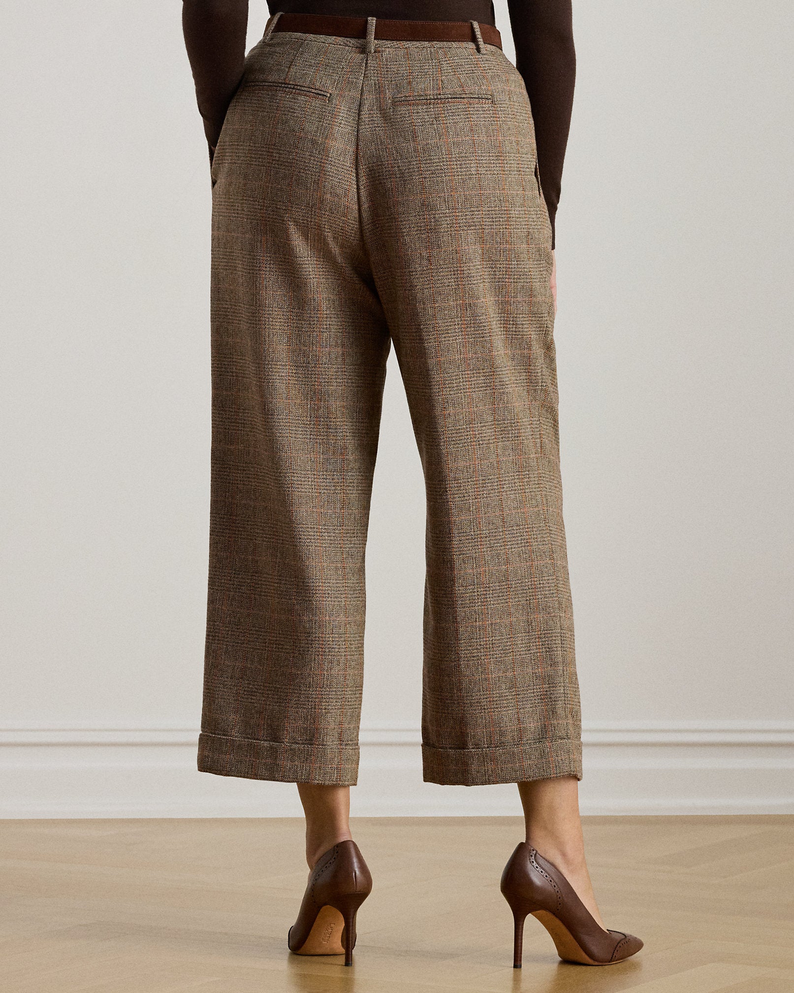 Ralph Lauren Glen Plaid Pleated Cropped Pant