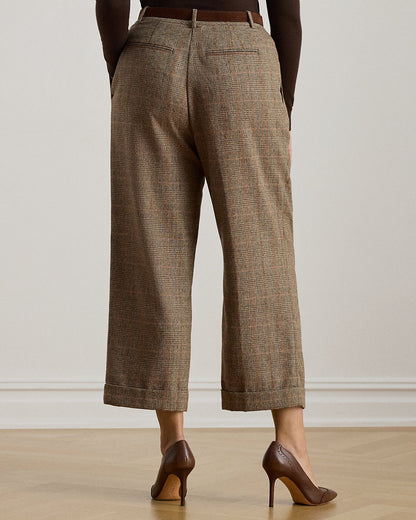 Ralph Lauren Glen Plaid Pleated Cropped Pant