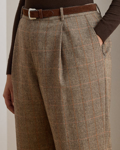 Ralph Lauren Glen Plaid Pleated Cropped Pant
