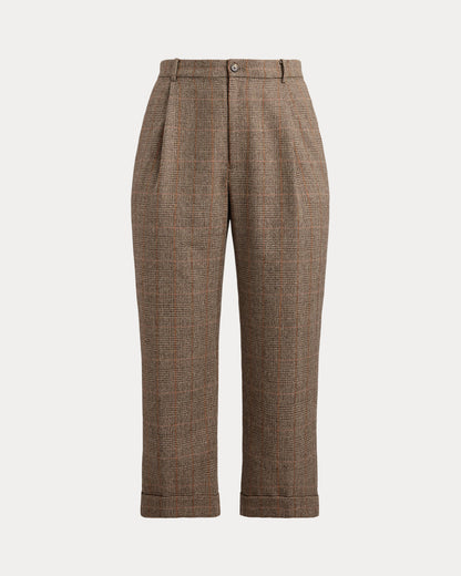 Ralph Lauren Glen Plaid Pleated Cropped Pant