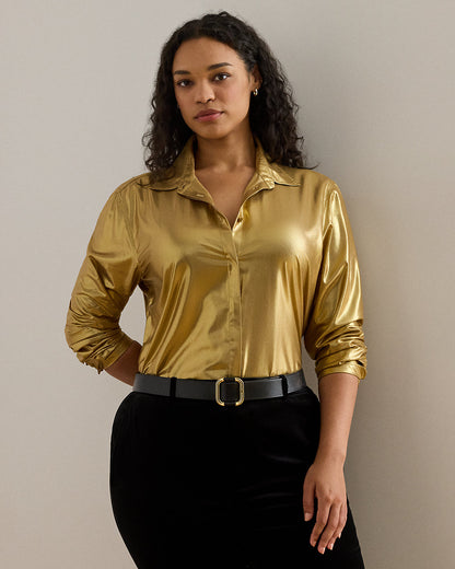 Ralph Lauren Classic Fit Metallic Chiffon Shirt