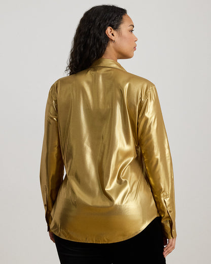 Ralph Lauren Classic Fit Metallic Chiffon Shirt