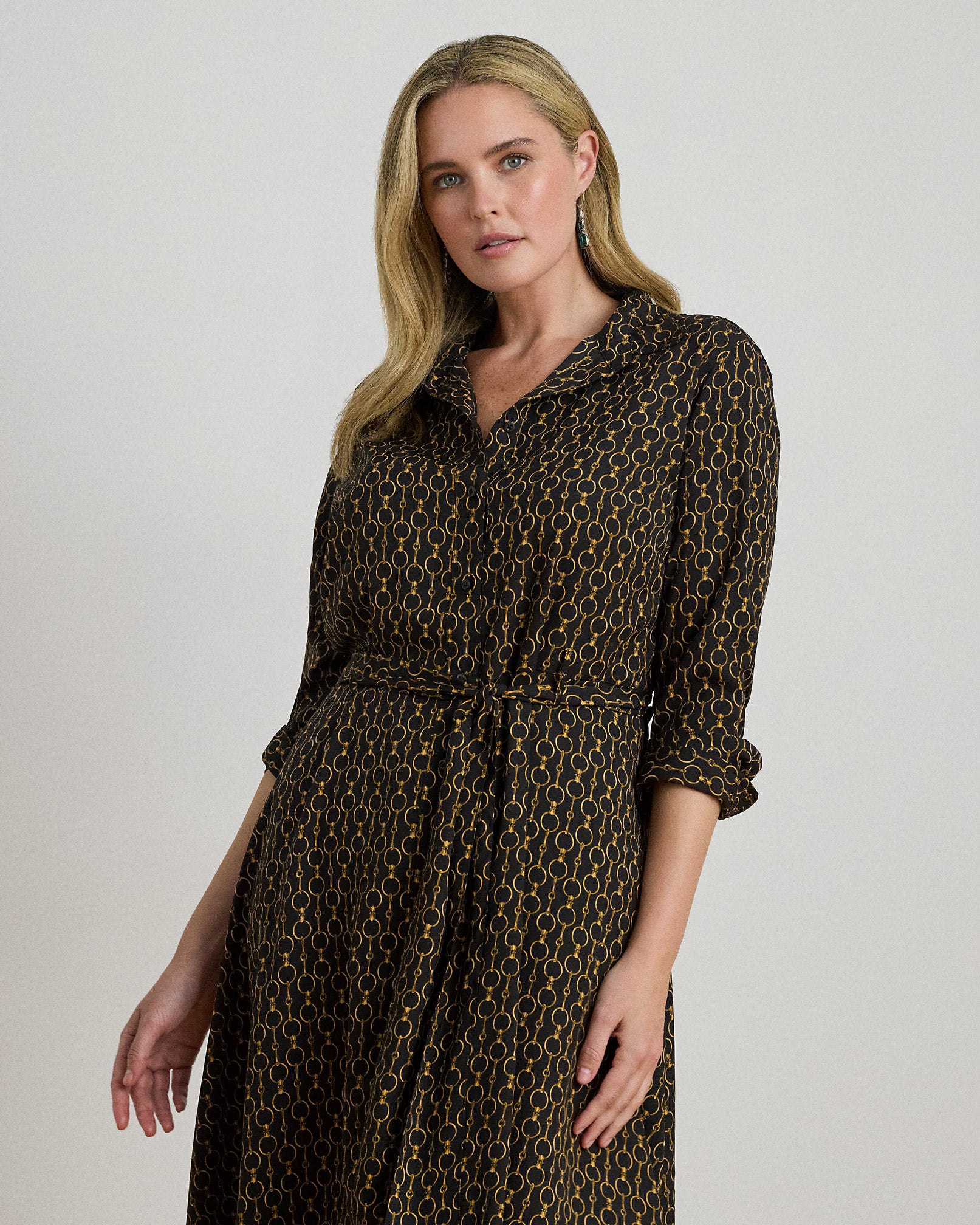 Ralph Lauren ChainPrint Crepe Shirtdress
