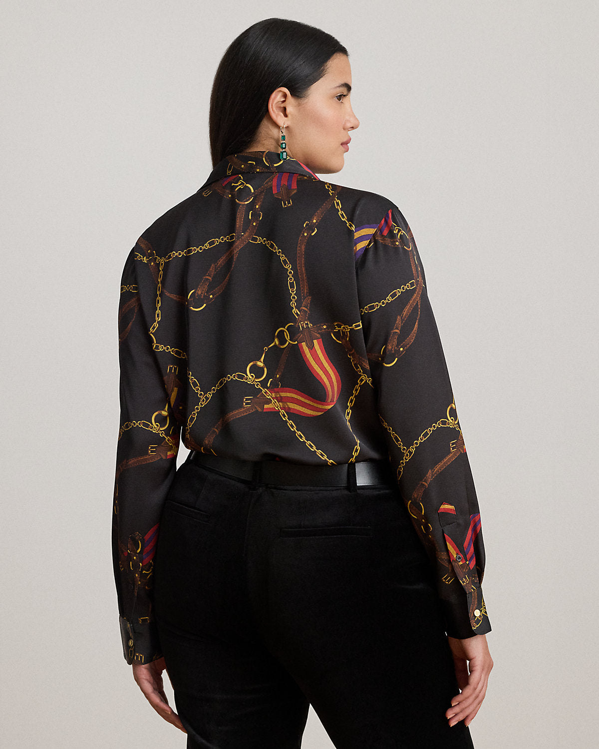 Ralph Lauren Classic Fit BeltingPrint Satin Shirt
