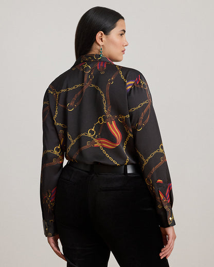 Ralph Lauren Classic Fit BeltingPrint Satin Shirt