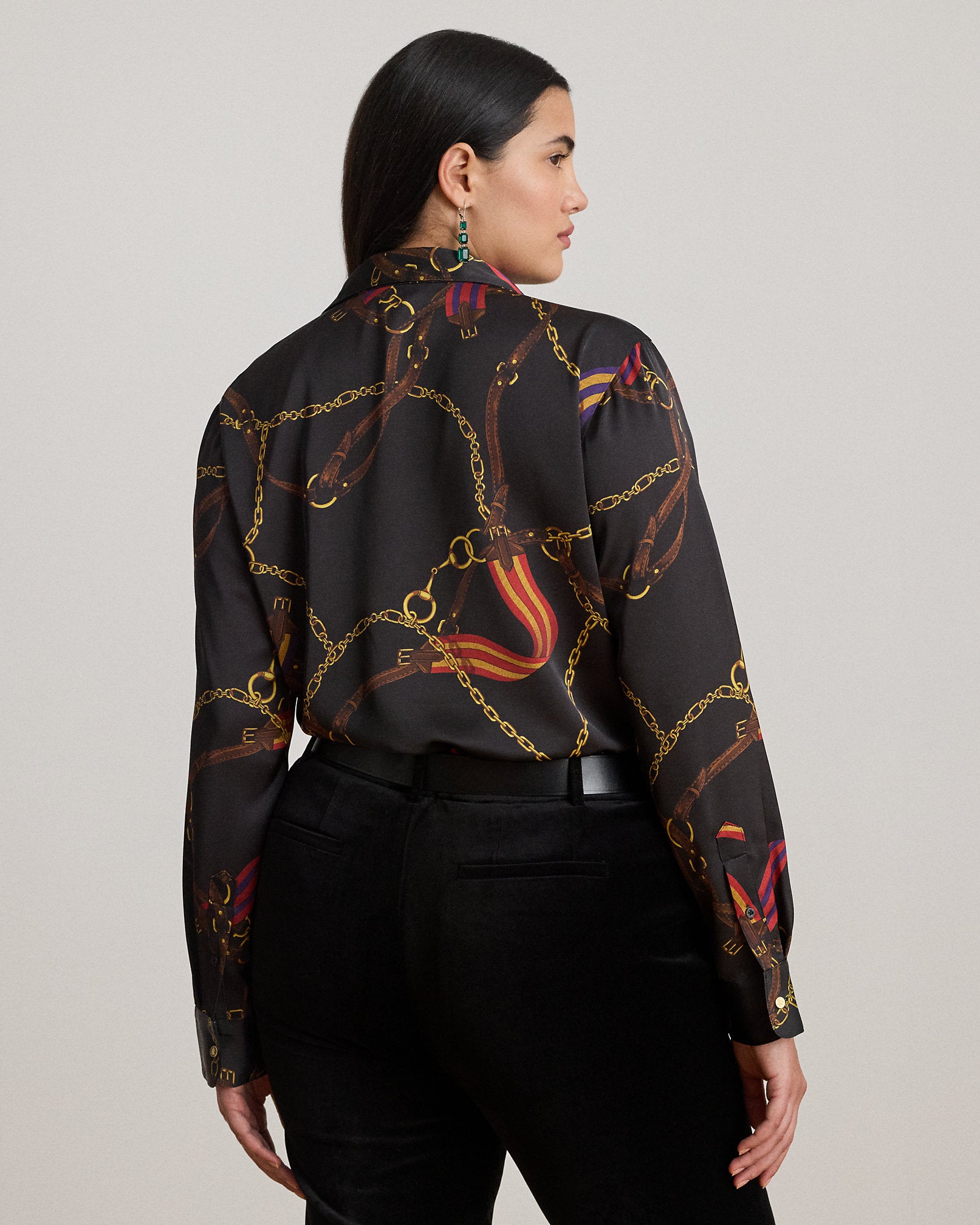 Ralph Lauren Classic Fit BeltingPrint Satin Shirt