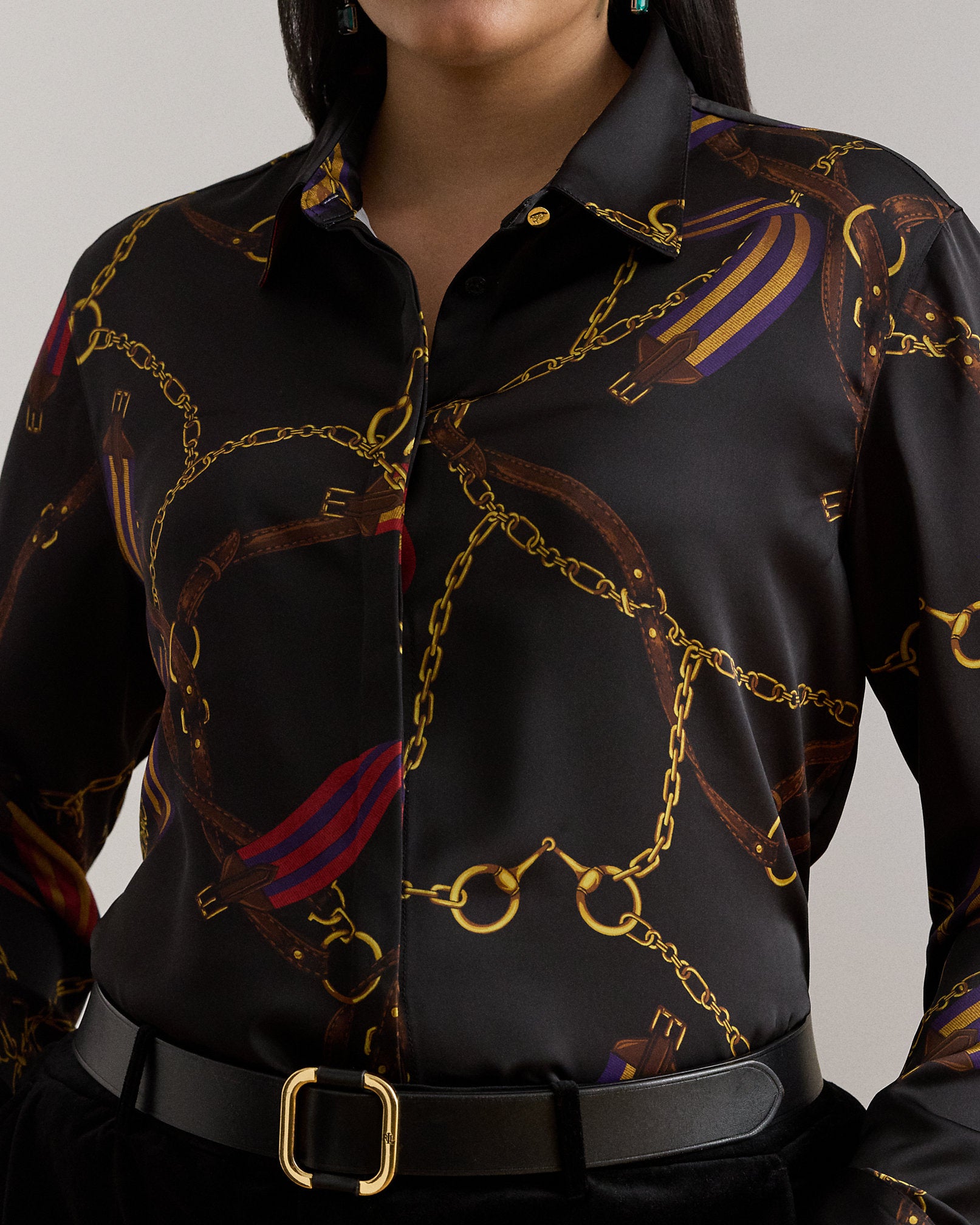 Ralph Lauren Classic Fit BeltingPrint Satin Shirt