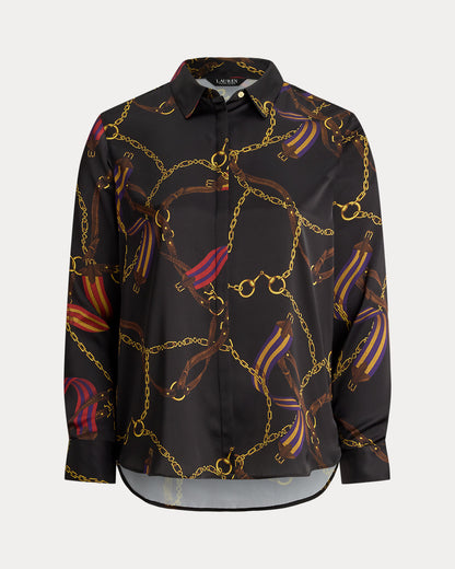 Ralph Lauren Classic Fit BeltingPrint Satin Shirt