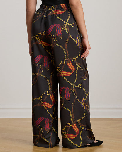 Ralph Lauren BeltingPrint Charmeuse WideLeg Pant
