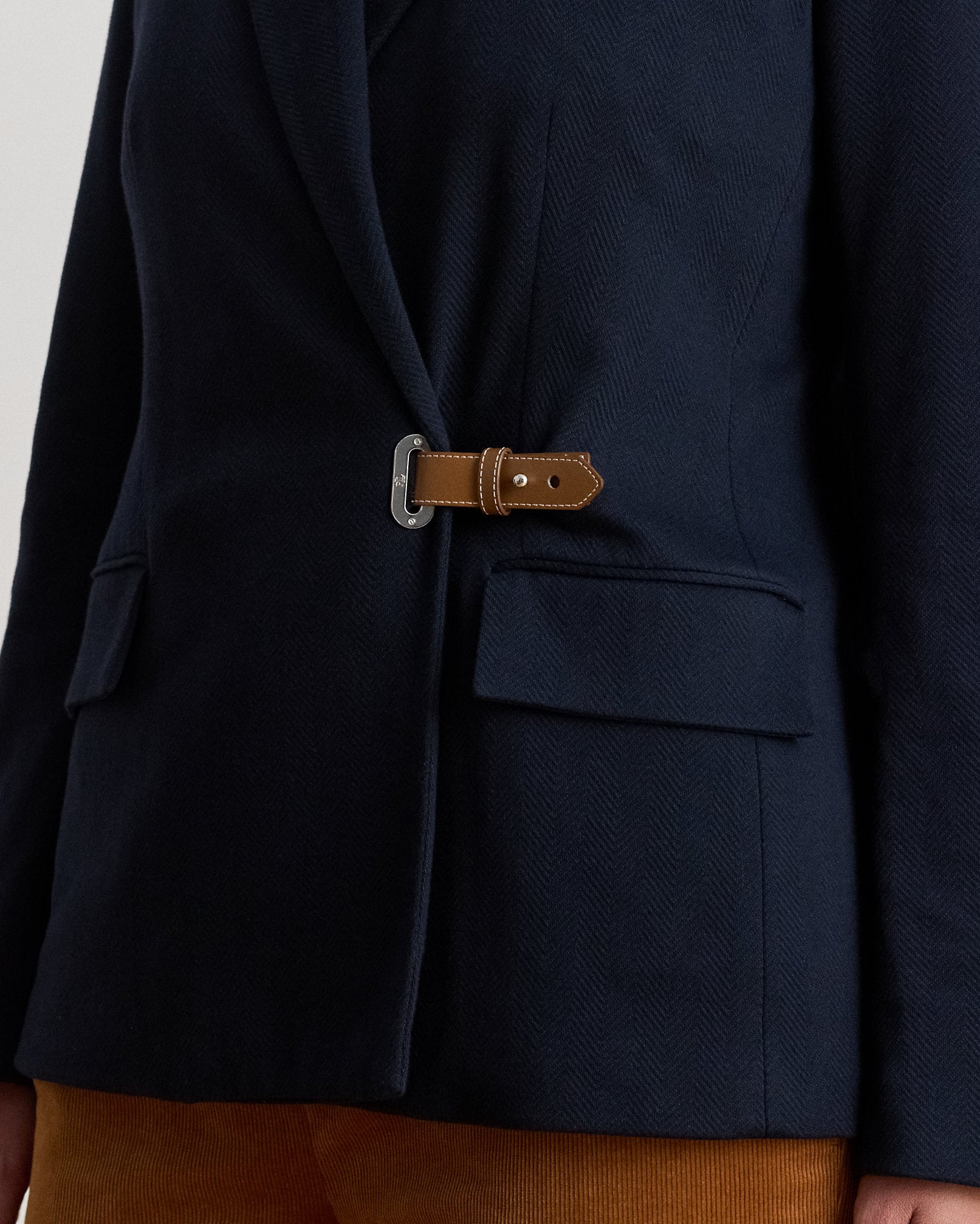 Ralph Lauren BuckleTrim Herringbone Jacquard Blazer