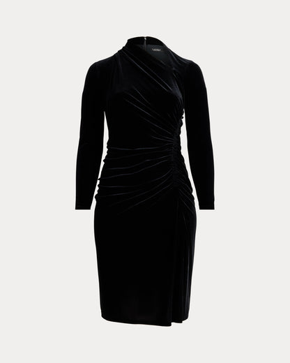 Ralph Lauren Ruched Velvet Asymmetrical Dress