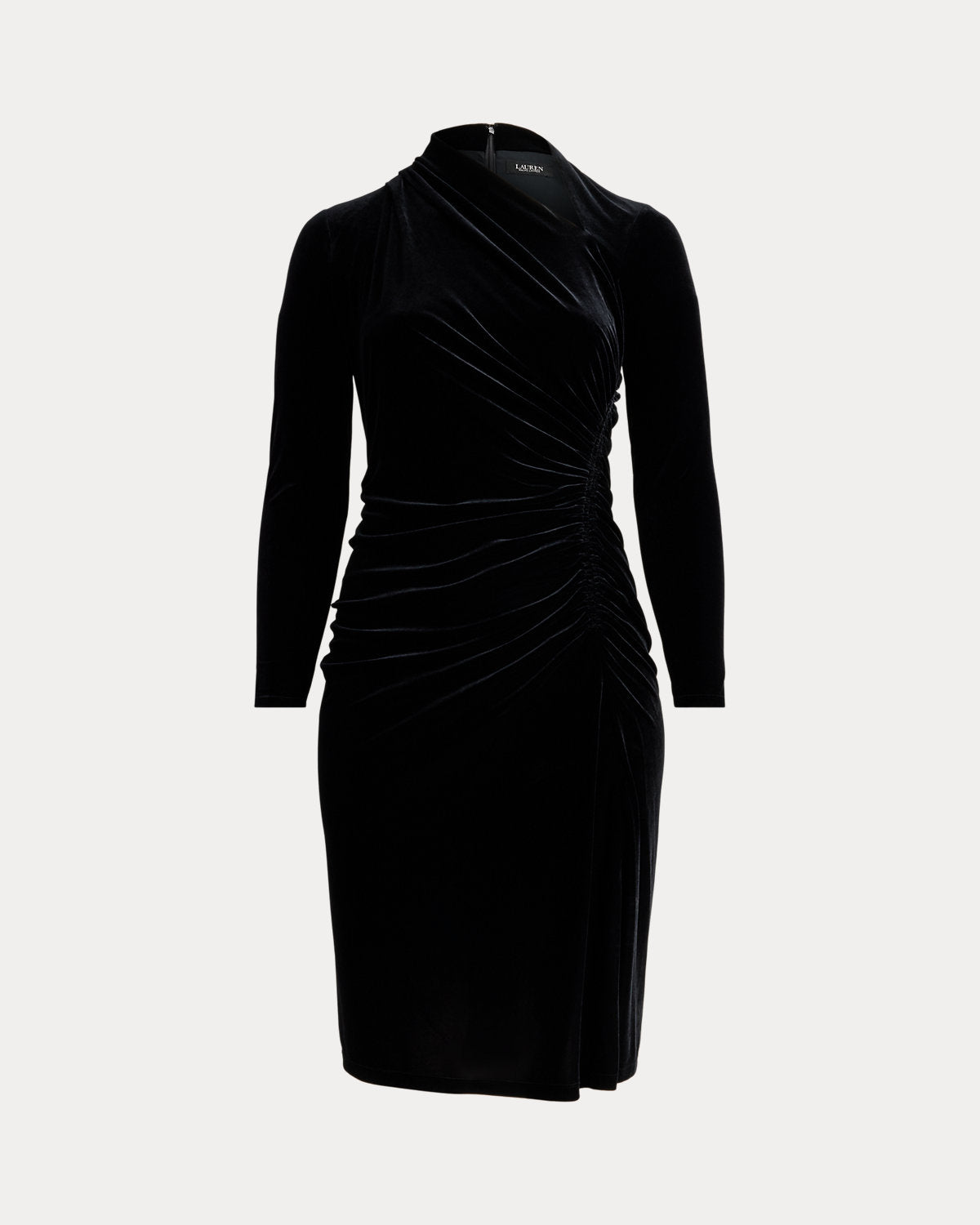 Ralph Lauren Ruched Velvet Asymmetrical Dress