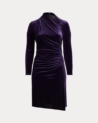 Ralph Lauren Ruched Velvet Asymmetrical Dress