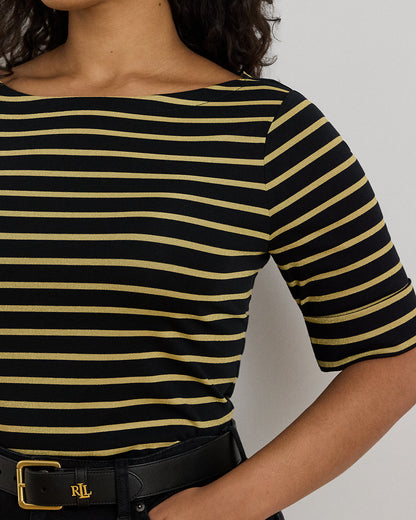 Ralph Lauren Metallic Striped Boatneck Tee