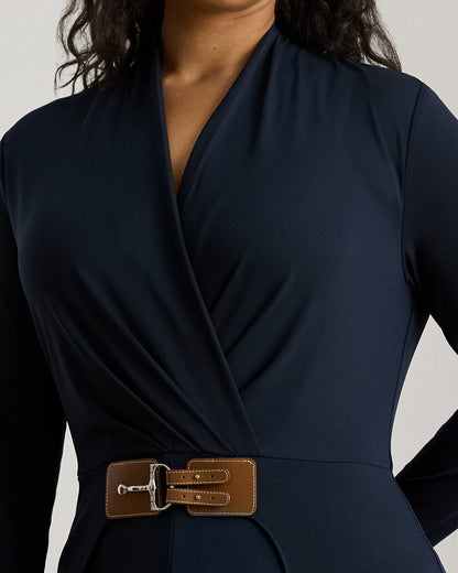 Ralph Lauren BuckleTrim Jersey Surplice Jumpsuit