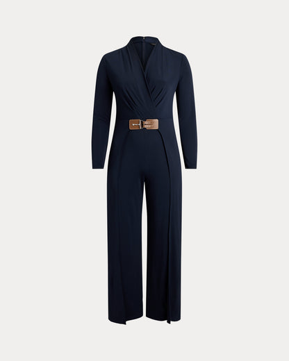 Ralph Lauren BuckleTrim Jersey Surplice Jumpsuit