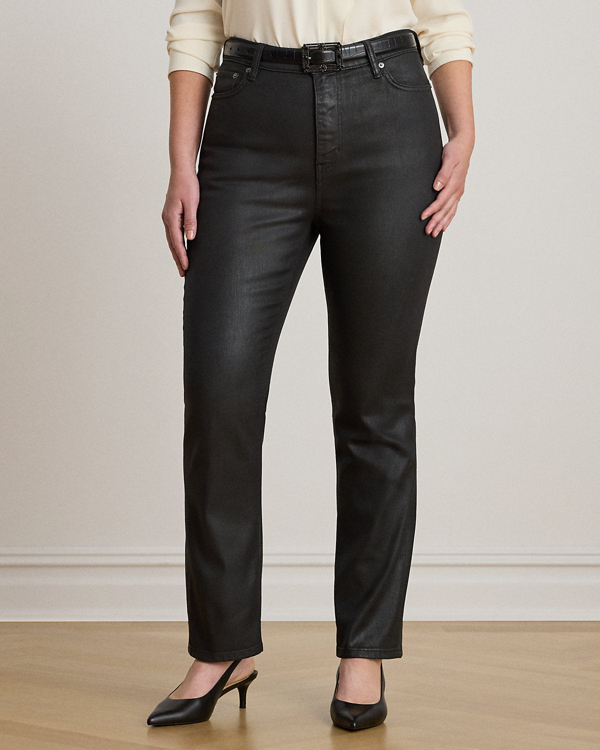 Ralph Lauren Coated HighRise Straight Ankle Jean