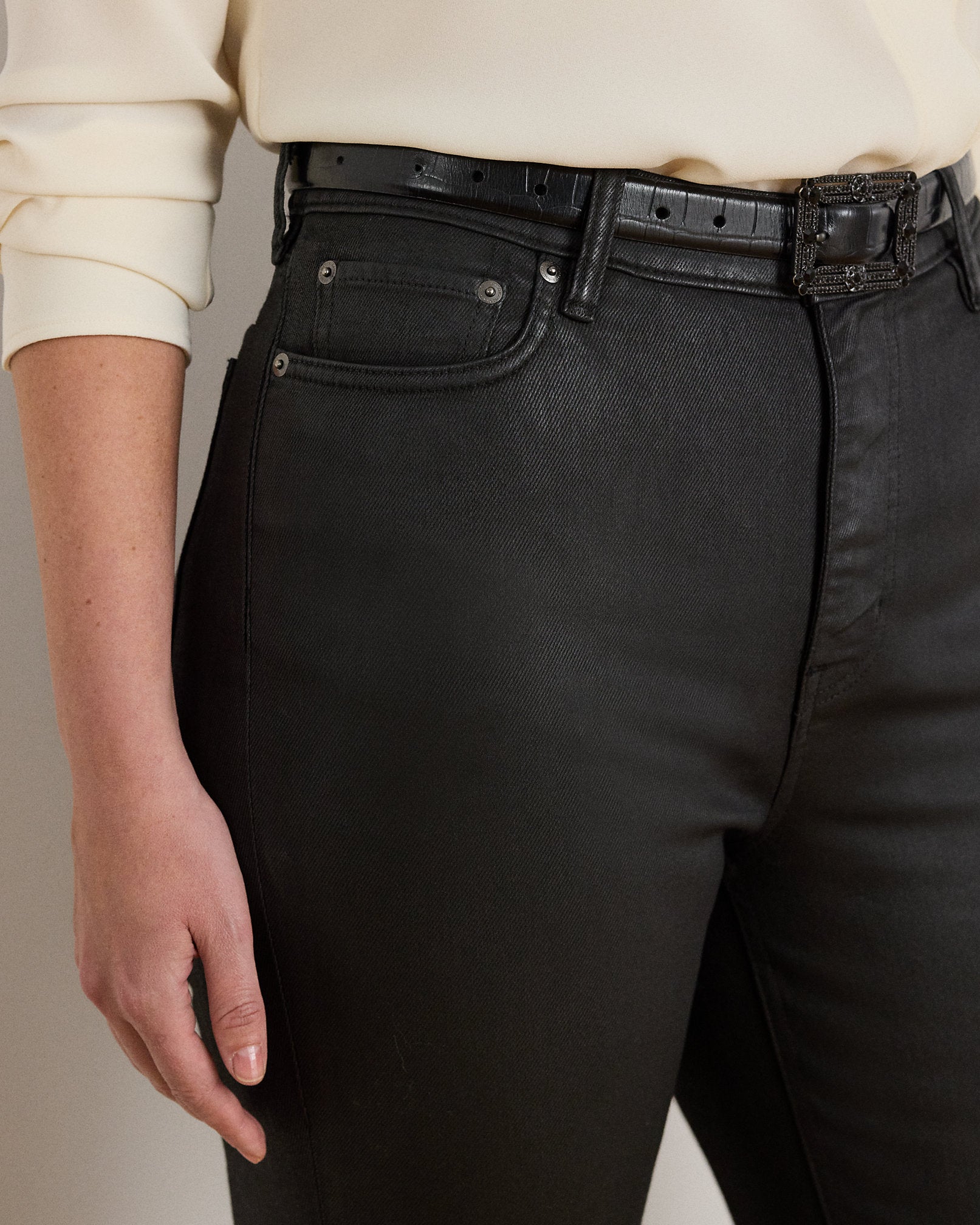 Ralph Lauren Coated HighRise Straight Ankle Jean