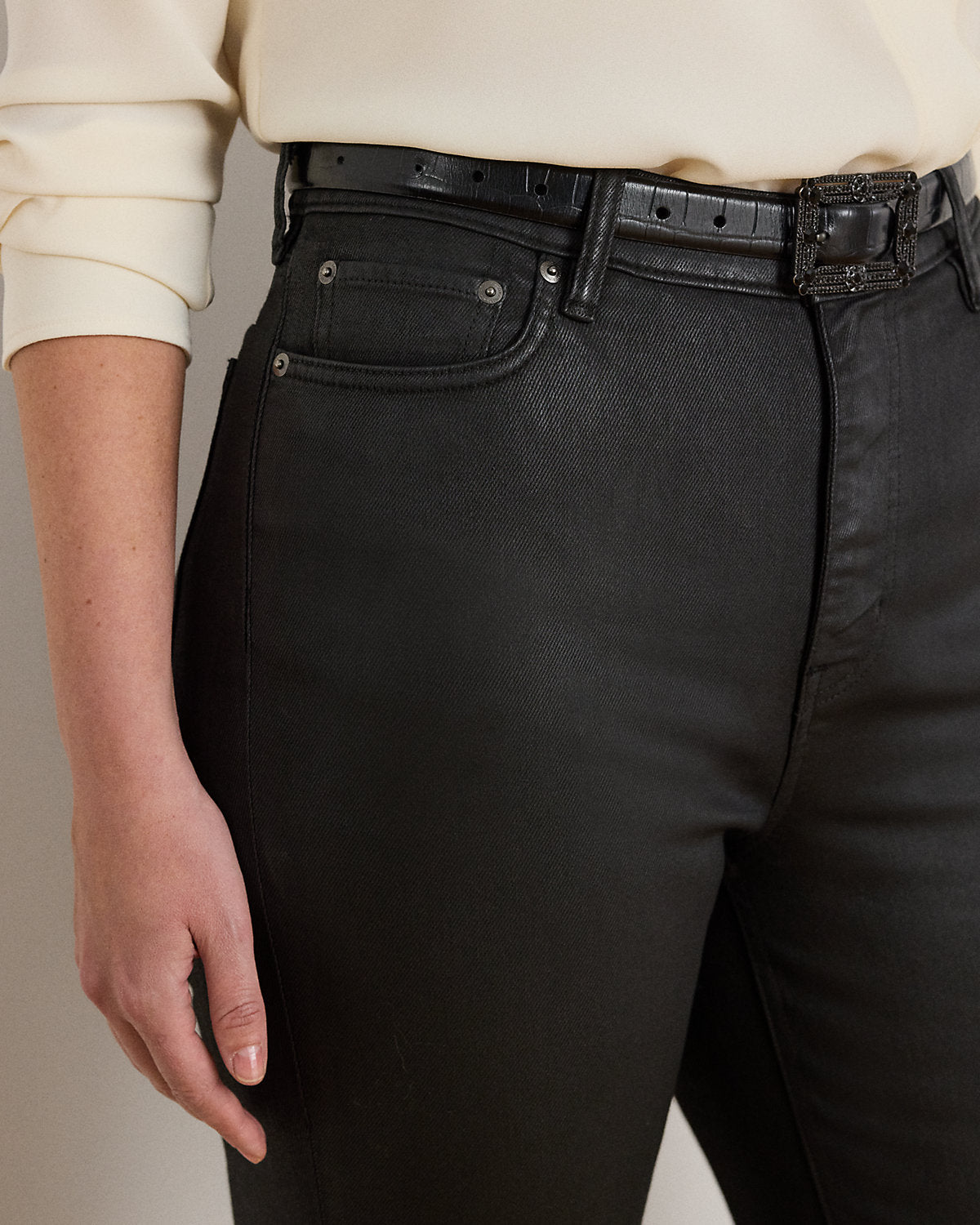 Ralph Lauren Coated HighRise Straight Ankle Jean