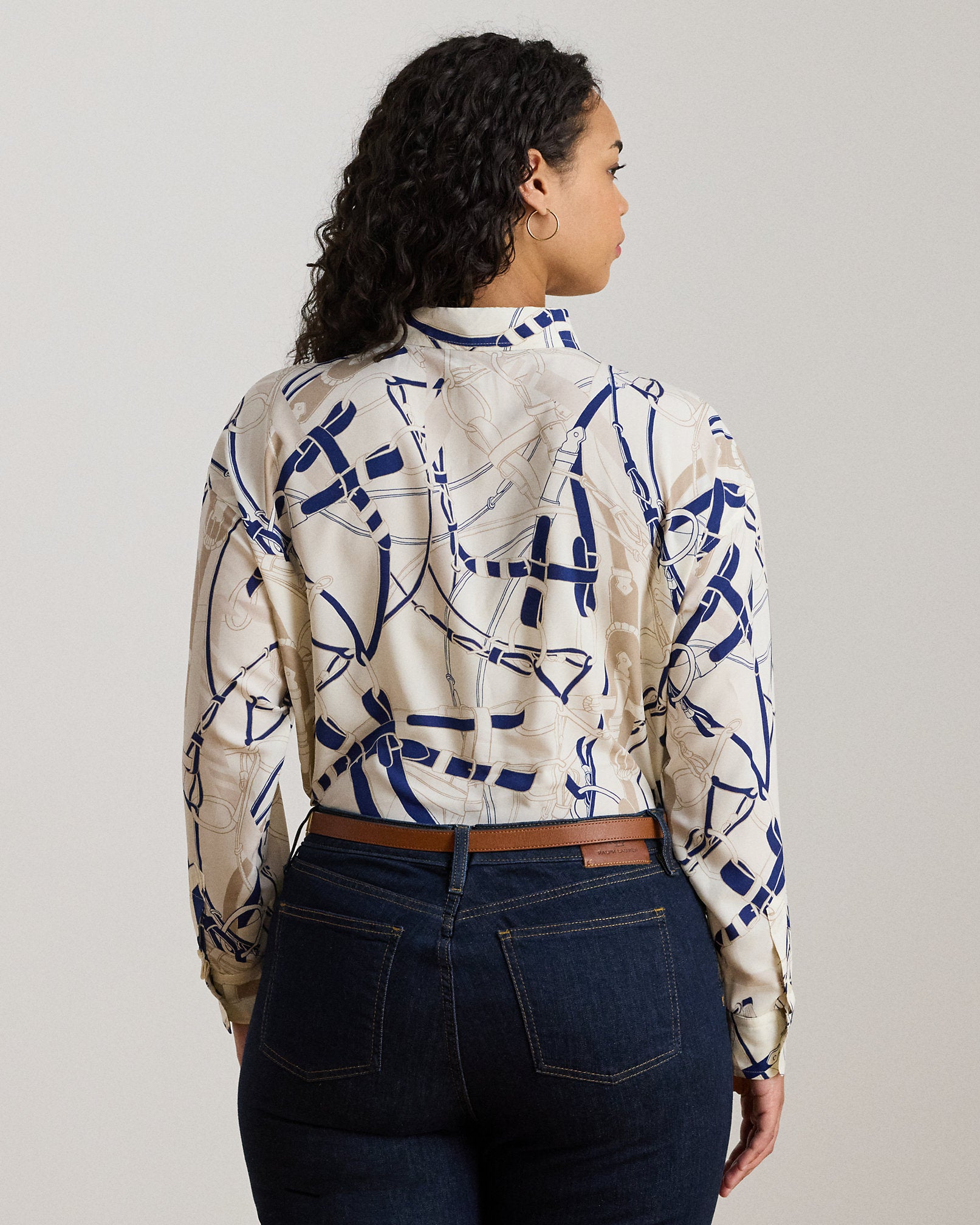 Ralph Lauren Relaxed Fit BeltingPrint Crepe Shirt
