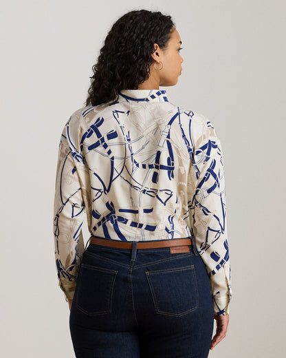 Ralph Lauren Relaxed Fit BeltingPrint Crepe Shirt