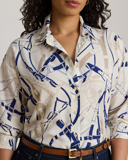 Ralph Lauren Relaxed Fit BeltingPrint Crepe Shirt