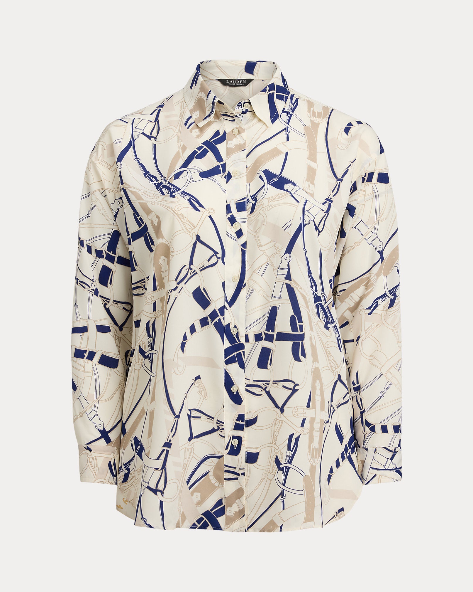 Ralph Lauren Relaxed Fit BeltingPrint Crepe Shirt
