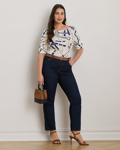 Ralph Lauren BeltingPrint Cotton Boatneck Tee