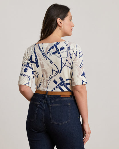 Ralph Lauren BeltingPrint Cotton Boatneck Tee