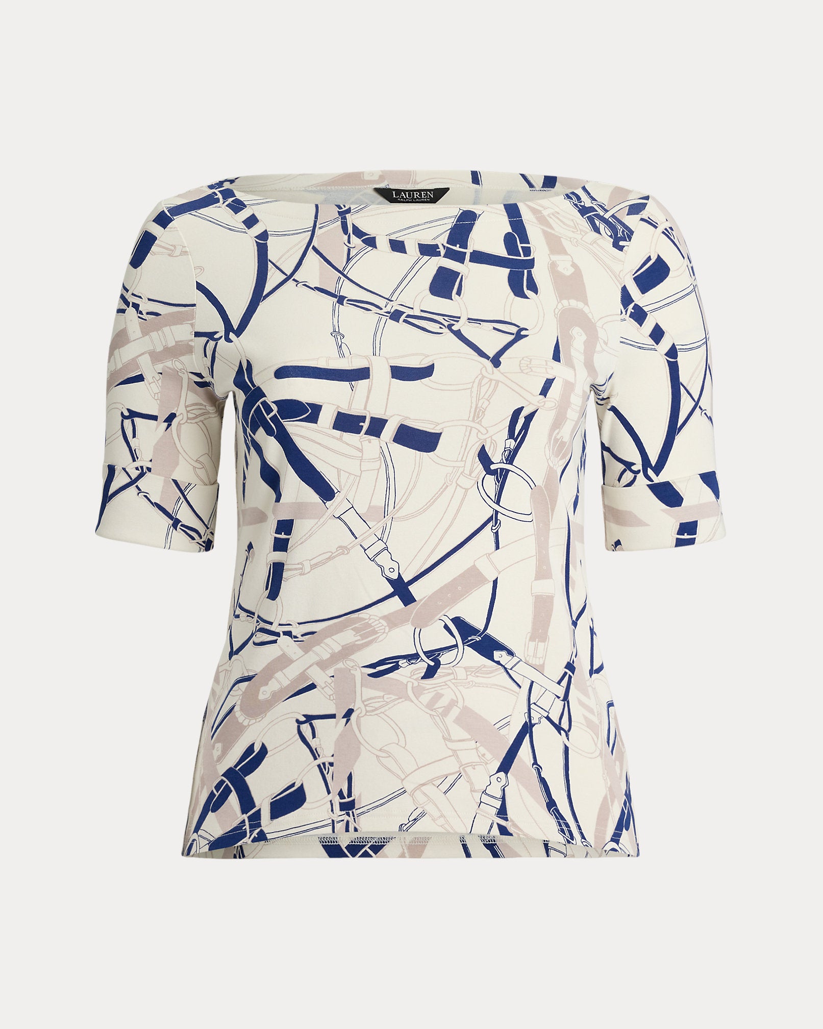 Ralph Lauren BeltingPrint Cotton Boatneck Tee