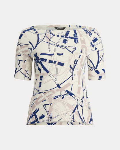 Ralph Lauren BeltingPrint Cotton Boatneck Tee