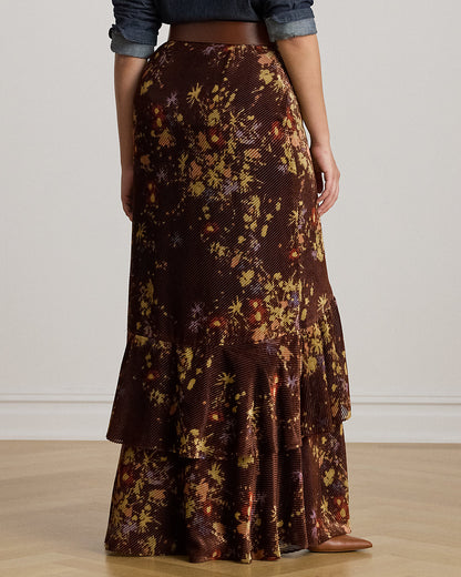 Ralph Lauren Floral Burnout Velvet Tiered Maxiskirt