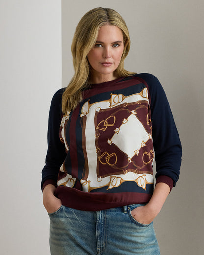 Ralph Lauren EquestrianPrint CottonBlend Sweater