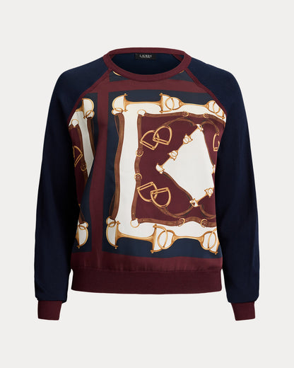 Ralph Lauren EquestrianPrint CottonBlend Sweater