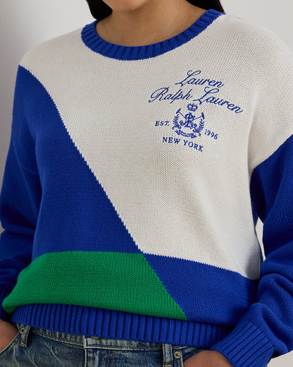 Ralph Lauren ColorBlocked Combed Cotton Sweater