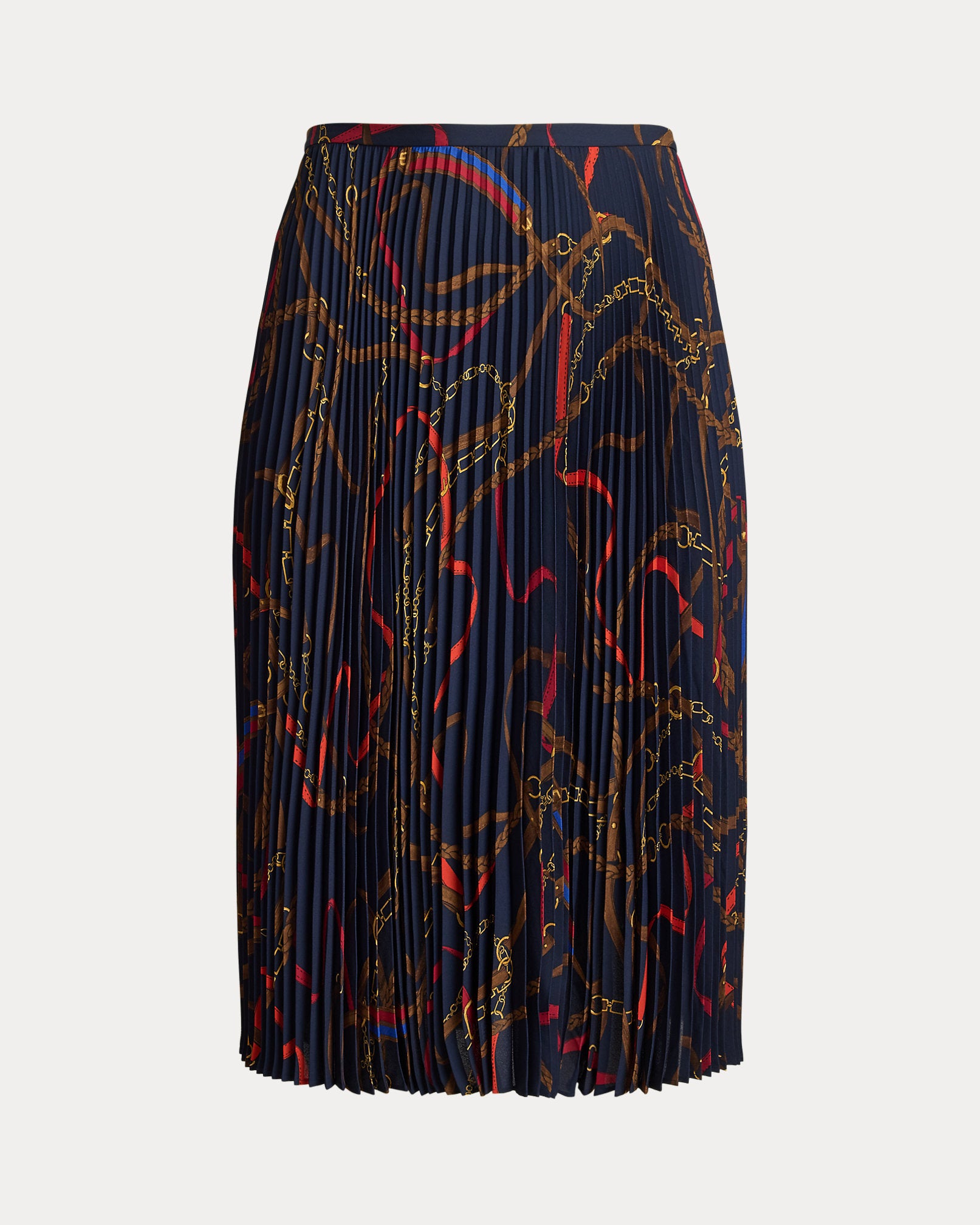 Ralph Lauren BeltingPrint Pleated Georgette Skirt