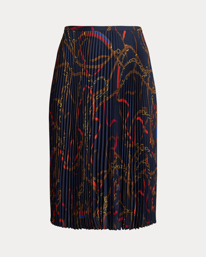 Ralph Lauren BeltingPrint Pleated Georgette Skirt