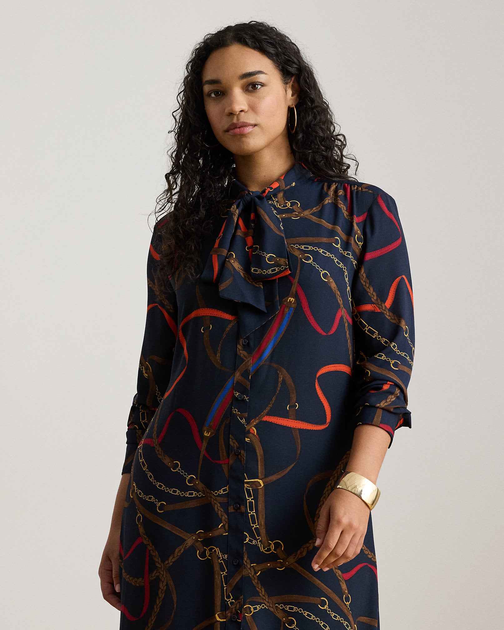 Ralph Lauren Print Georgette TieNeck Shirtdress