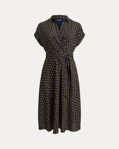 Ralph Lauren GeoPrint Belted Crepe Dress