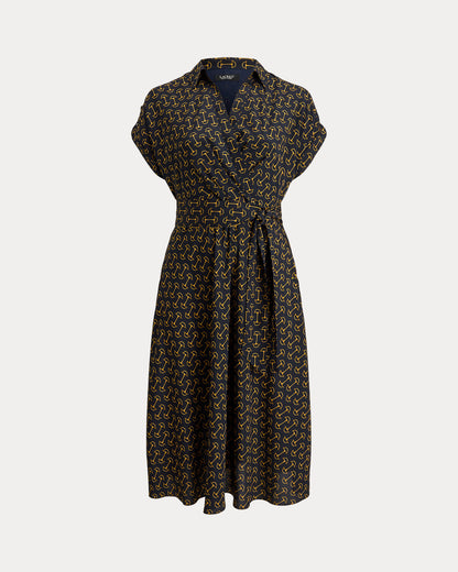Ralph Lauren GeoPrint Belted Crepe Dress