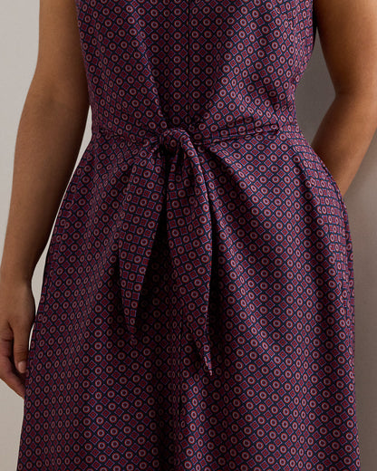 Ralph Lauren Print TieFront Crepe Sleeveless Dress